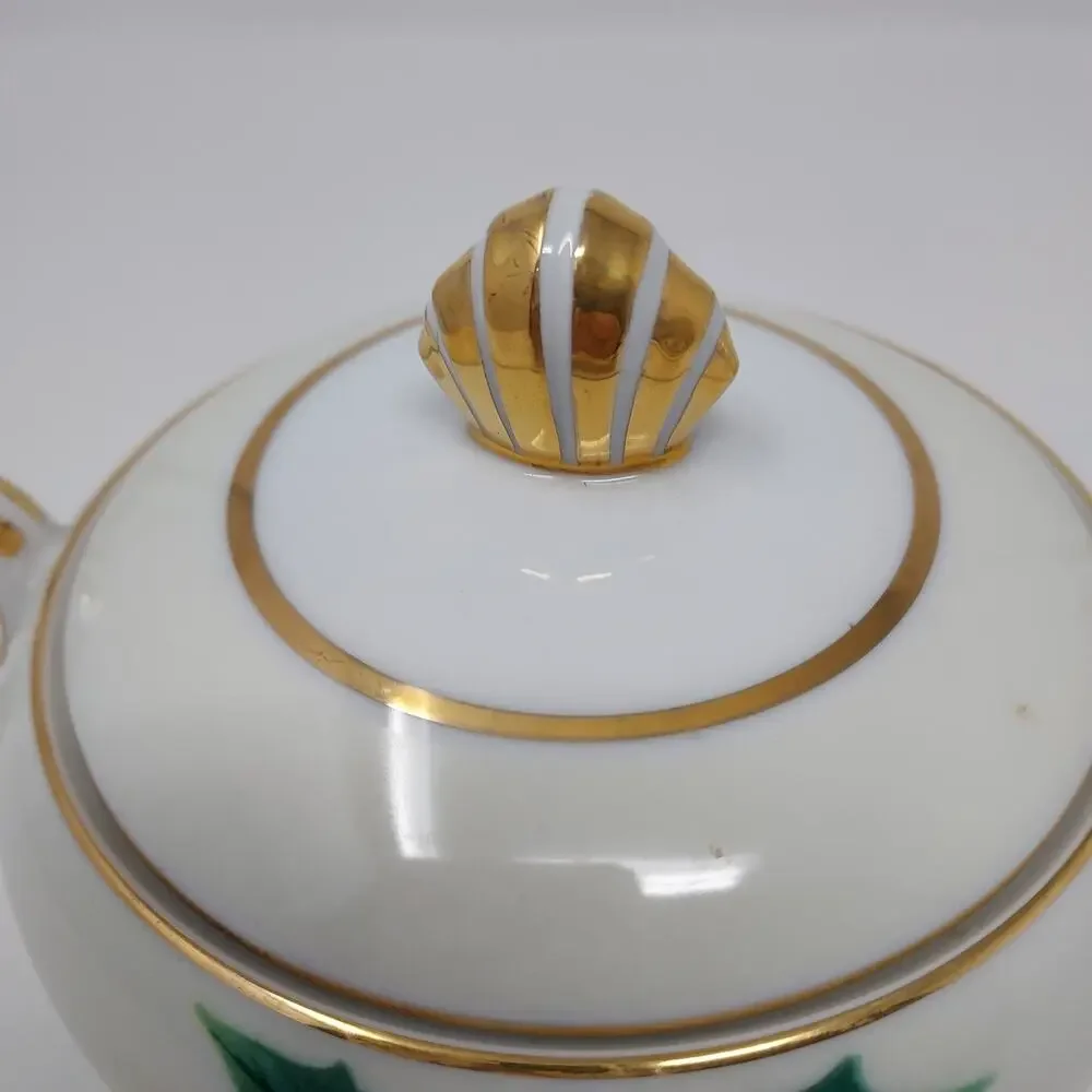 Kent Tropical Pattern Sugar Bowl Lid Creamer Set Occupied Japan Vintage 1950